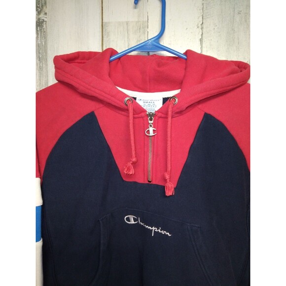 Champion Reverse Weave Cropped Colorblock Zip Hoodie Womens Small - Picture 2 of 5